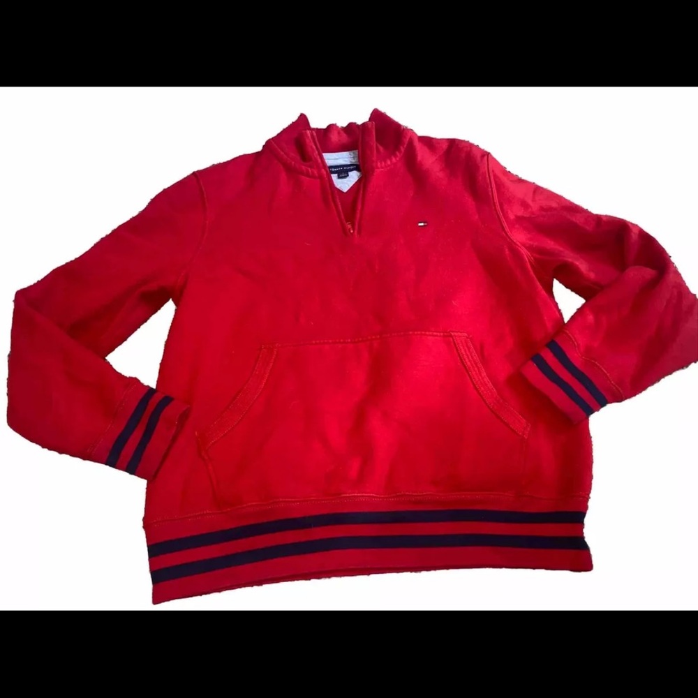 Tommy Hilfiger Fleece 90s Half Zip Red Sweater Mens Medium